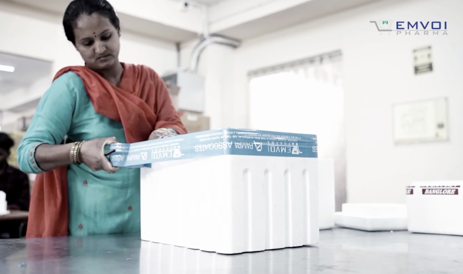 Cold-chain product being packed